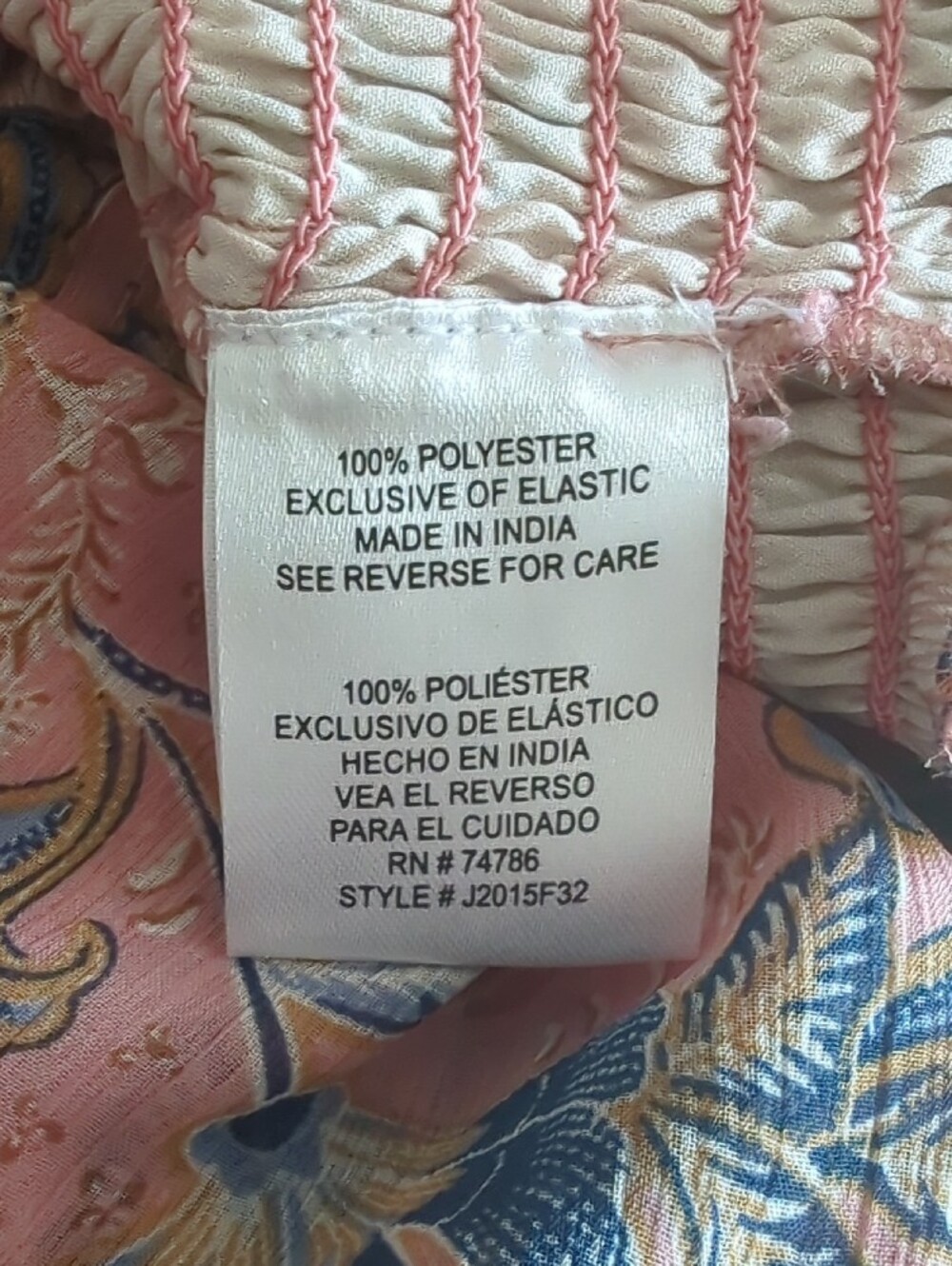 Patrons of Peace Boho Smocked Peplum Floral Blouse Pink Blue Cottagecore LARGE - Picture 12 of 13